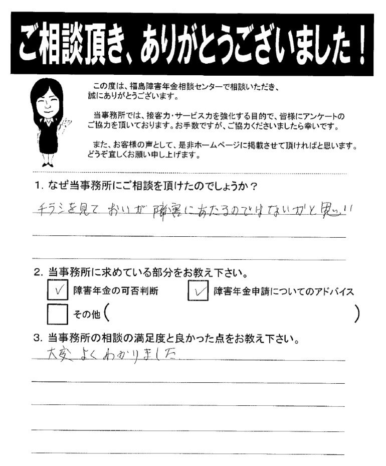 【2019年3月25日】大変よくわかりました。（女性・白河市）